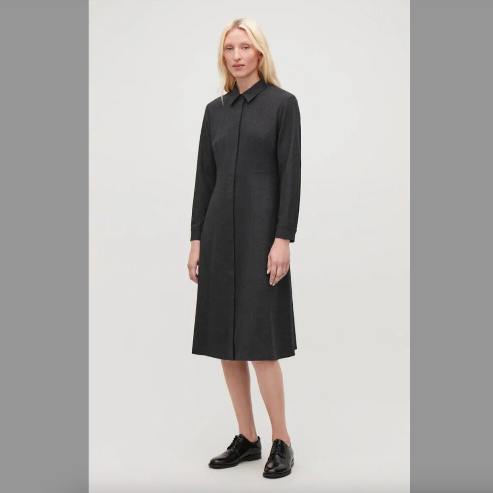 COS MIDI Shirt Wool Dress Size 36